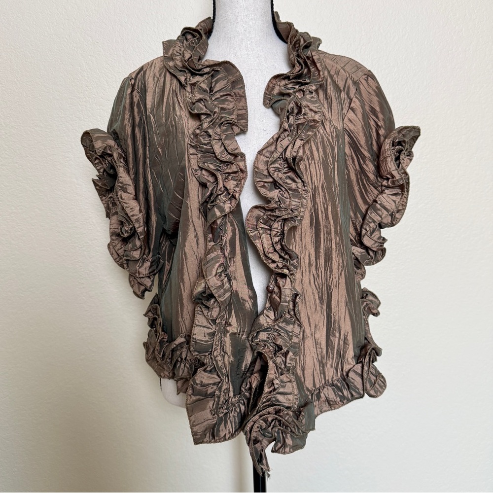 Pretty Angel Shimmering Tan Ruffled Jacket
